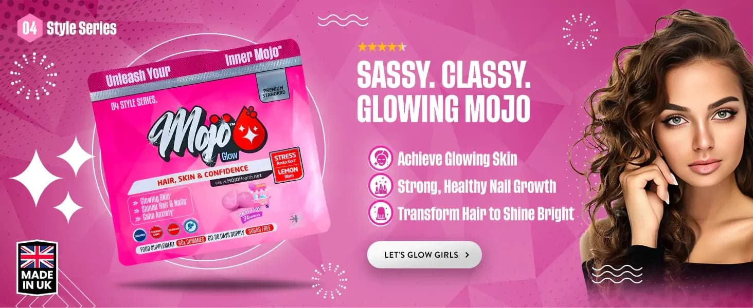 MOJO™ Health GLOW — красота волос, кожи и уверенности: дерзкая, элегантная, сияющая MOJO: добейтесь сияющей кожи, крепкого роста ногтей, превратите волосы в блеск. Давайте светиться, девочки.