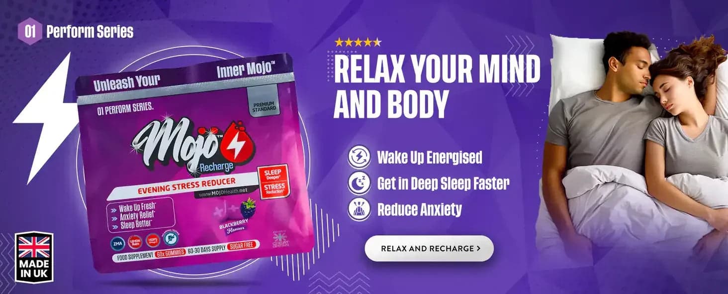 MOJO™ Health RECHARGE — средство для снятия стресса вечером: расслабьте разум и тело, засыпайте глубже, снижайте беспокойство. Расслабьтесь и восстановите силы.